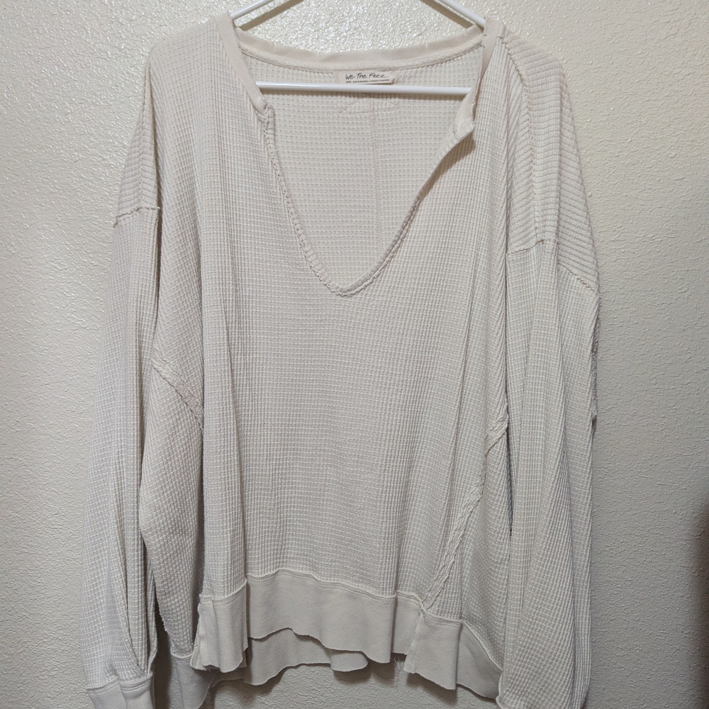 We The Free Women's Cream Waffle Knit Top